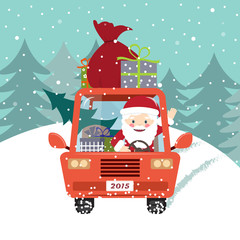 Santa Claus driving the car