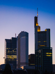 Skyline of Frankfurt, Germany, at sunset