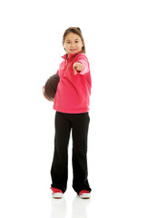 Girl holding basket ball