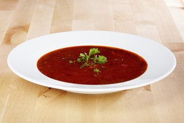 Mid European soup ready to eat for one Euro made for fast food