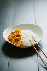 Spicy chicken curry with rice