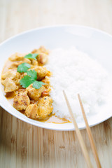 Spicy chicken curry with rice