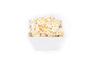 Popcorn in a square shape bowl