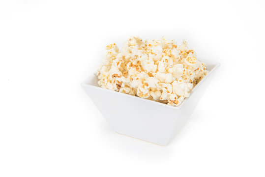 Popcorn in a square shape bowl