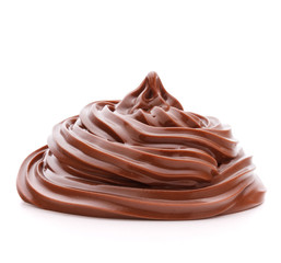 Chocolate cream swirl isolated on white background cutout