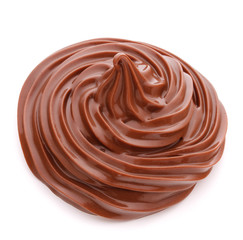 Chocolate cream swirl isolated on white background cutout