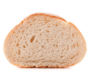 Hunk or slice of fresh white bread isolated on white background