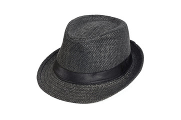 Beautiful fashion hat on white background