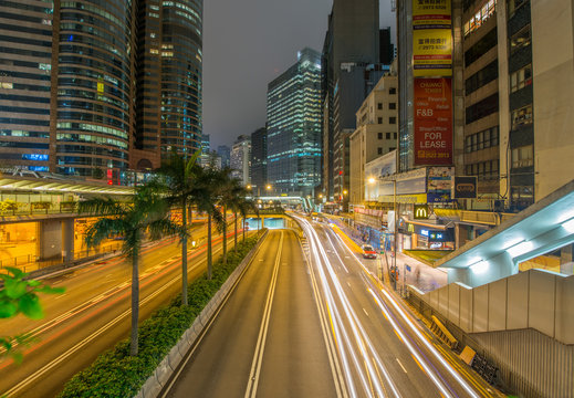 HONG KONG - MAY 8, 2014: Hong Kong skyline at night. The city is