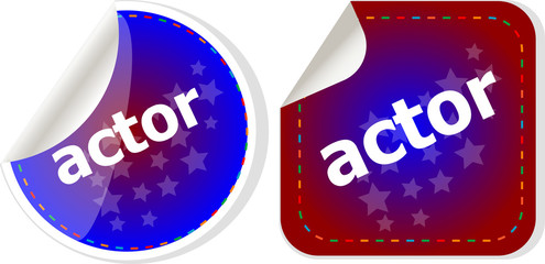 actor stickers set, icon button isolated on white