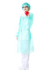 Female doctor holding a heart