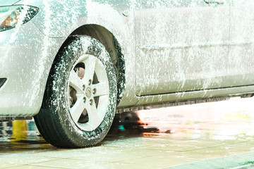 Washing car