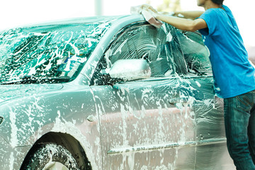 Washing car