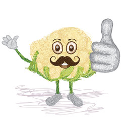 cauliflower mustache cartoon