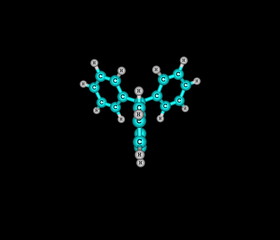 Triphenylmethyl radical molecule isolated on black