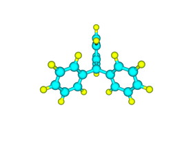 Triphenylmethyl radical molecule isolated on white