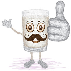 glass of milk mustache cartoon