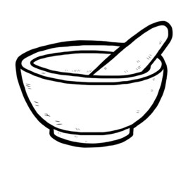 hand drawn mortar and pestle