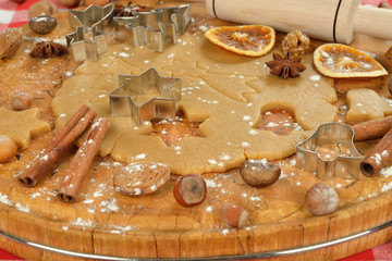 Dough, nuts and spices