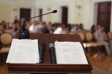 tribune speeches room microphone