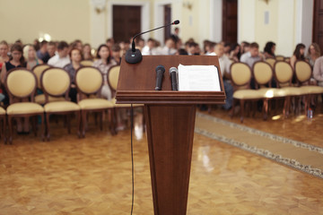 tribune speeches room microphone