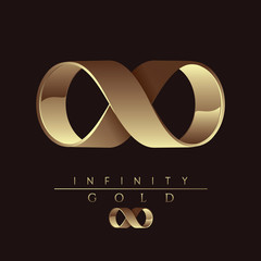 gold infinity sign - obrazy, fototapety, plakaty
