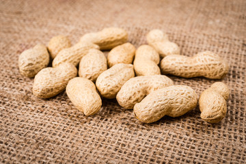 tasty peanuts on burlap