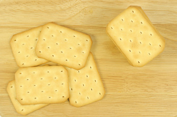 Salty crackers in square shape