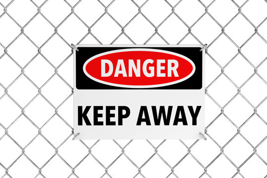 Keep Away Sign with Wired Fence