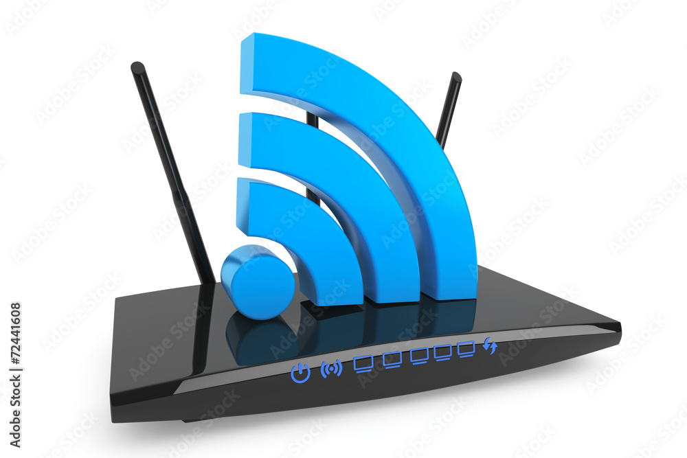 Poster 3d modern wifi router with wifi sign