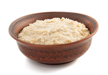 bowl of oatmeal  on white