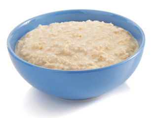bowl of oatmeal  on white