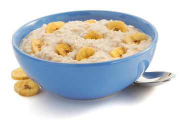 bowl of oatmeal  on white