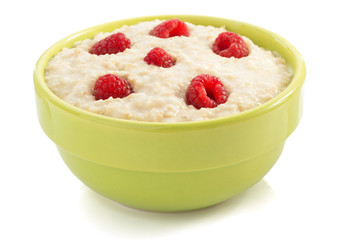 bowl of oatmeal  on white