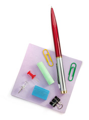 school supplies on white