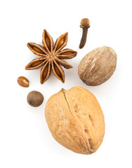 herbs and spices on white