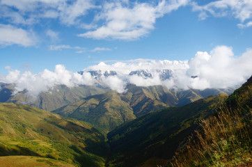 Caucasus mountains in Svaneti,view from Latfari pass,Georgia
