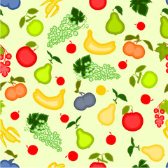 Seamless texure various fruits healthy nutrition vector