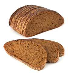 Slices of rye bread isolated on white background
