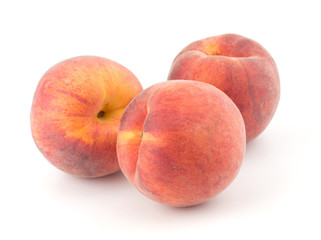 Ripe peach fruit isolated on white background