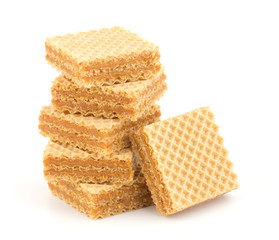 Wafers or honeycomb waffles isolated on white background