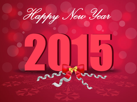 Happy New Year 2015, celebration concept with bow ribbons