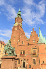 Pomnik Aleksandra Fredro, rynek starego miasta, Wrocław - obrazy, fototapety, plakaty
