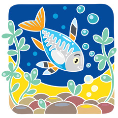 Fototapeta na wymiar Children vector illustration of x-ray fish