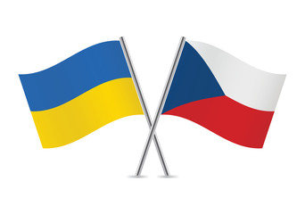 Czech and Ukrainian flags. Vector illustration.