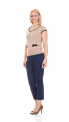 Full Length Portrait Of Happy Woman