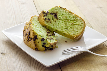 Donut with mint and drops of chocolate