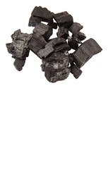 Lump of charcoal over white background