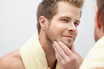 Morning hygiene in the bathroom