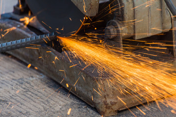 Worker are cutting steel